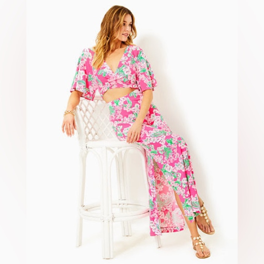 NWT Lilly Pulitzer Pink and Green Maxi Dress Set